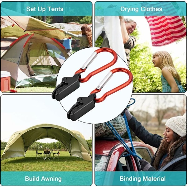 10 Tijack tältklämmor med karbinhake, klämma, klämma, klämma, lindningsklämma, klämma, klämma, skjutreglage, Tijet tältklämmor robusta för utomhusaktiviteter Camping canopy-