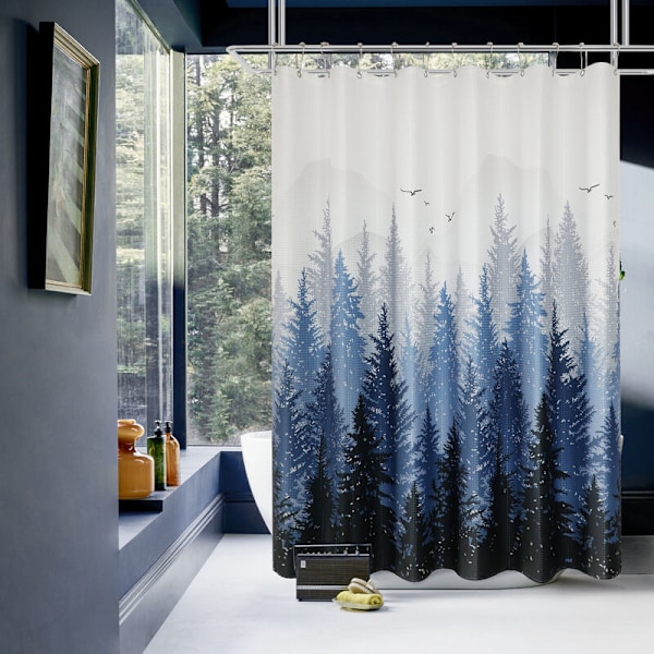 Bruseforhæng 180 x 180 cm Blåt bruseforhæng vandtæt bruseforhæng trykt polyester
