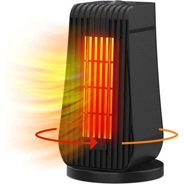 1200W Bærbar Varmeblæser 3s Hurtig Opvarmning PTC Mini Varmeapparater 3 Varmeindstillinger Justerbar Blæser Overophedningsbeskyttelse Elektriske Varmeapparater (Sort)