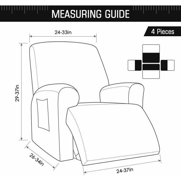 Superstretchigt Recliner-fåtöljöverdrag Recliner-sofföverdrag Recliner-fåtöljöverdrag Formmonterade överdrag, Mjuka och tjocka (Ljusgrå - 1-pack)