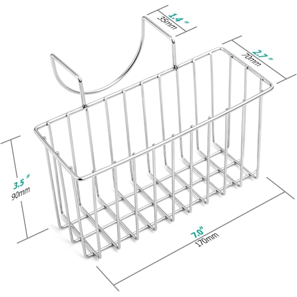 Kökssvampshållare Diskho Korg Disk Caddy Borste Diskmedel Avloppsställ Silver Liten (7\"x 2.7\"x 3.5\")