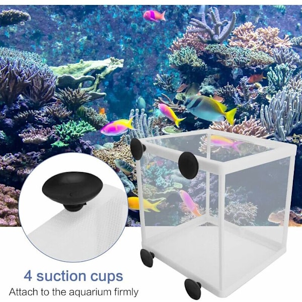 Akvarium 2 stk. oppdrettsnett Akvarium fisk avlsboks isolasjonsboks for klekkeri inkubator akvarium fisk separasjonsnett med 8 stk. sugekopper