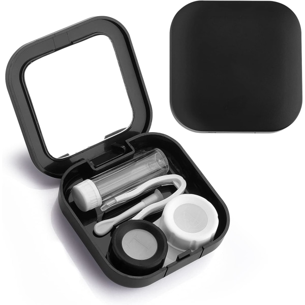 Case med spegel, kontaktlinshållare Minifodral Case , bärbart case med L och R-lock för resor