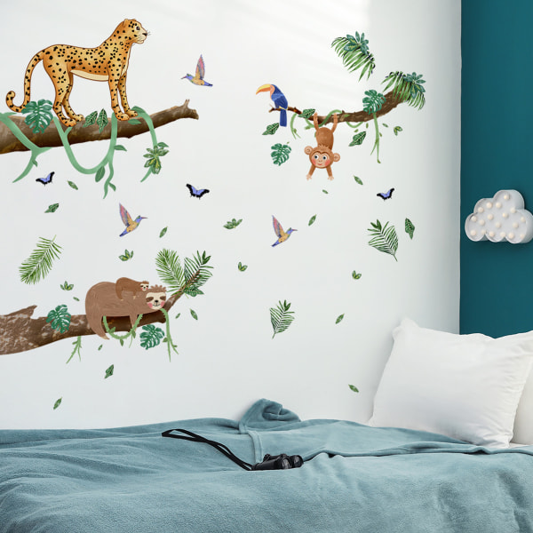 Skog tecknad djur sovrum sovrum vardagsrum dekoration själv