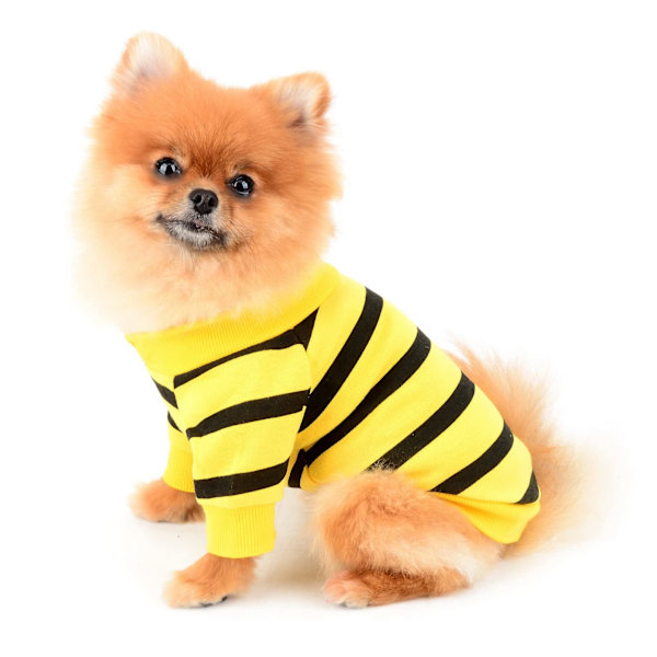 Bomuldsstribet skjorte Hvalpet-shirt Tee til lille mellemstor hund Kat Dreng Pige med Bling Rød Hjerte Kæledyr Sommertøj Yorkie Chihuahua