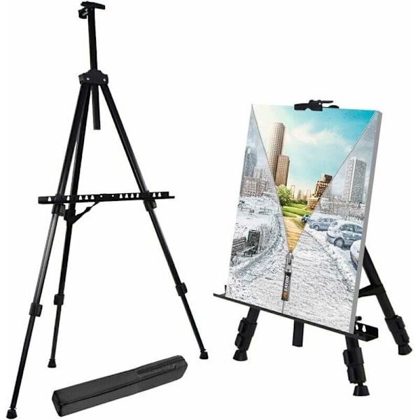 Förstärkt Staffli för Konstnärer, 53-178 cm Justerbar Höjd Extra Tjockt Aluminium Metall Display Staffli med Portabel Väska för Golv/Bordsritning och Display.