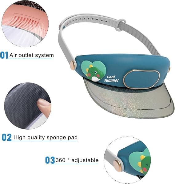 Ventilator Kølehat Solhat Udendørs Snapback Hat Justerbar Sommerhat Solbeskyttelse Solenergi Hat(cyan)