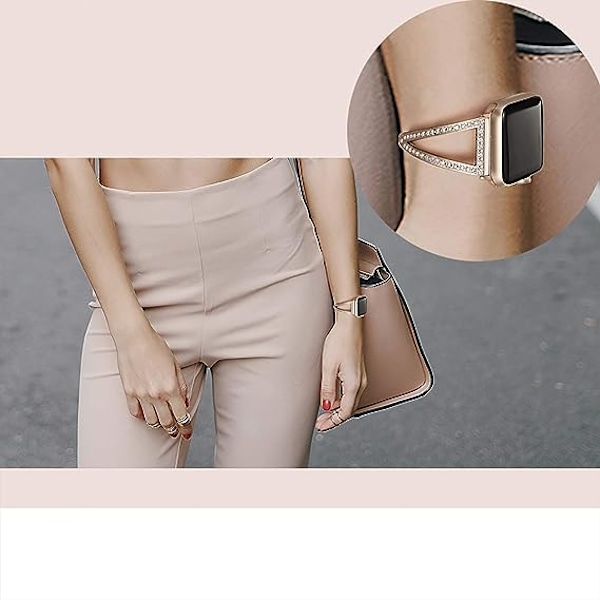 Guld - Apple Watch 38 mm Stål, Damarmband Apple Watch Series 4 Läder iWatch Series 3 Sport Band.