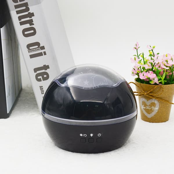 360 graders roterende projektorlampe ambiance usb nattelys (sort)