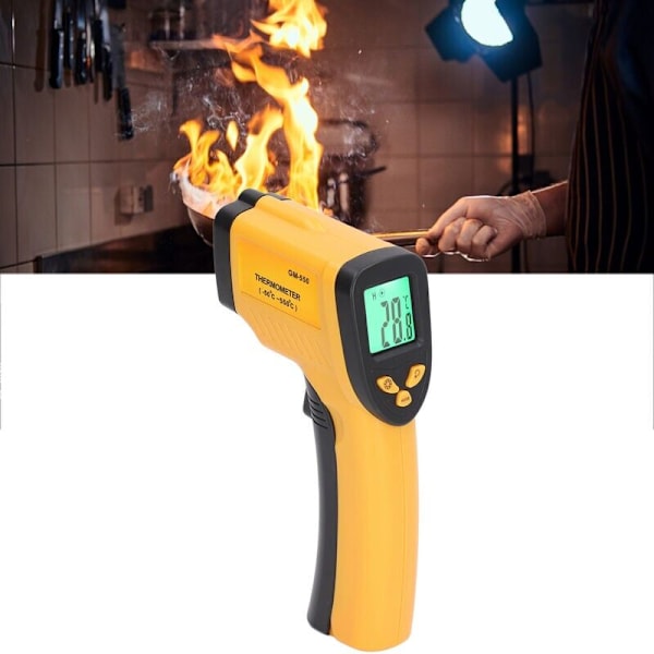 Infraröd Termometer, Beröringsfri Laser Infraröd Termometer från -50°C till 550°C, Bakgrundsbelyst LCD-display (Ej för Människor)