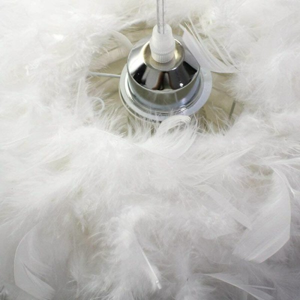 Set med 2 hvite fjærhengelamper 22cm lysekronehengelampe E27 taklampe for soverom, stue, spisestue, restaurant, dekor