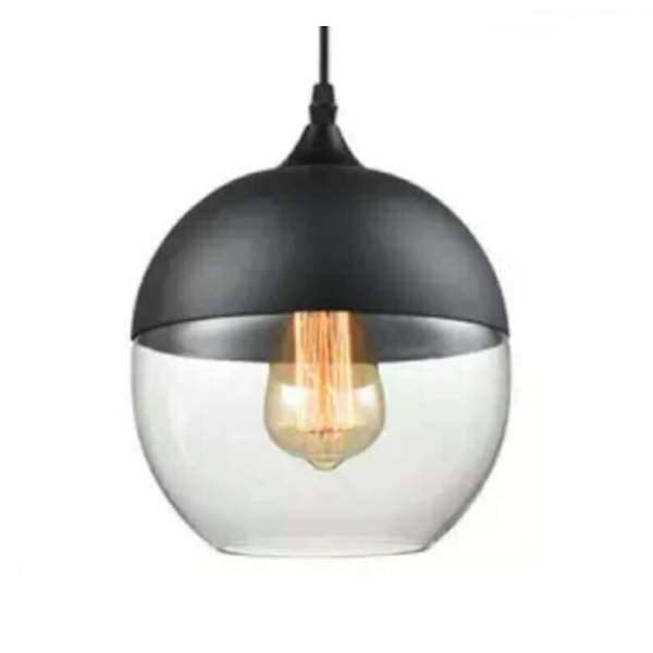 Hängande lampa, ljuskronaModern minimalistisk nordisk retro kreativ glas ljuskrona boll (svart och bärnsten)