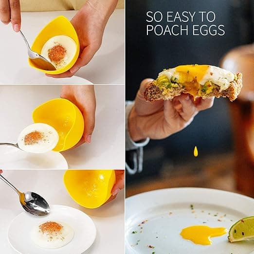 4 stk. silikon egg poachere, BPA-fri matvarekvalitet posjeringskopper, perfekt posjert egg maker, posjert egg maker sett