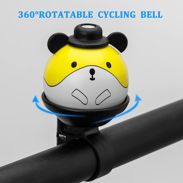 Barncykelklocka 360° roterande cykelklocka tecknad cykelklockor söt ringboll cykeltillbehör för flickor pojkar scoote