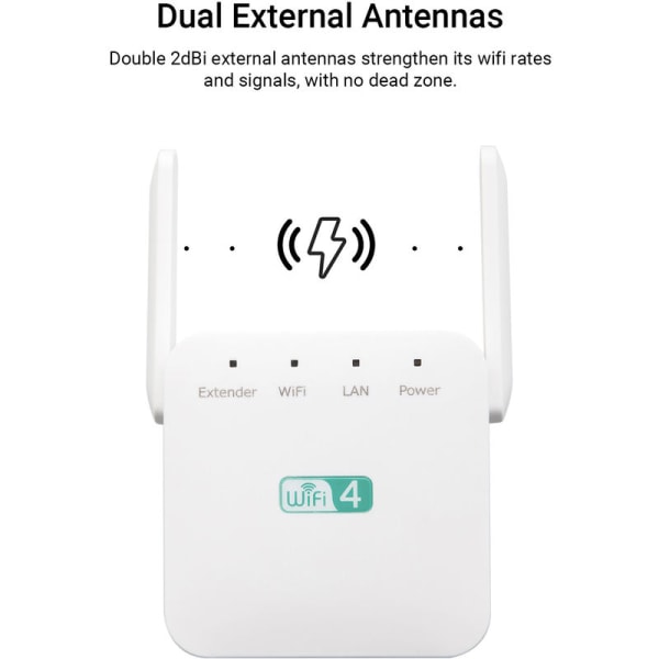 Trådløs Wifi Repeater Internett Signalforsterker Forsterker Booster Wifi Range Extender med to eksterne nettverk 300Mbps Bred Kompatibilitet EU-plugg