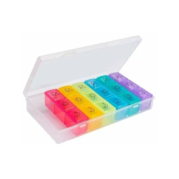 Fransk ugentlig pilleæske 7 dage 21 rum 3 gange multicolored ugentlig pilleæske