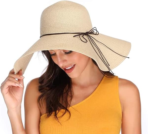 Dame Floppy Hat Solhat Bred Skygge Solhatte Åndbar Foldbar Rulle Op Strandhat Solhat UPF 50+