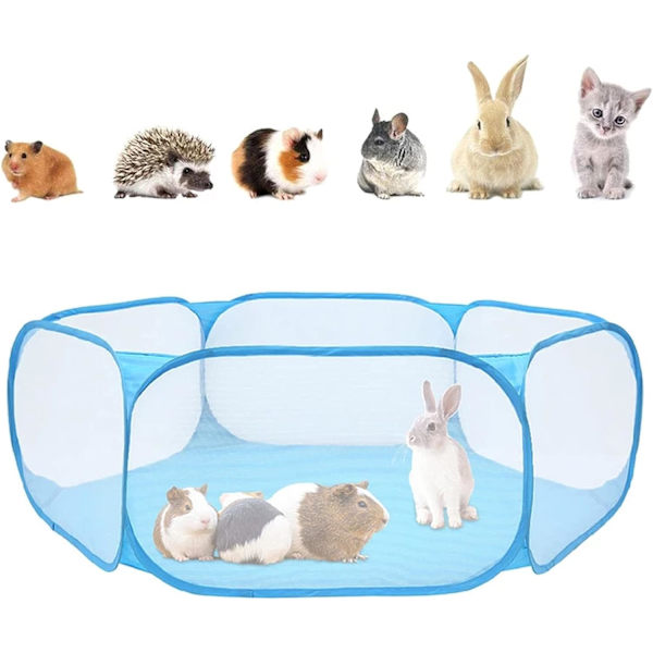 Bärbar lekhage för smådjur, Oxford staket smådjur andningsbar transparent populär öppen lekhage för marsvin, kaniner, hamster, chinchillor a