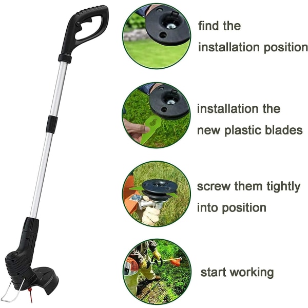 Gressklipper Plast Kutteblad for Kompatibel med Gtech ST01 ST02 ST04 ST20 Gresstrimmer Strimmer (Pakke med 50)