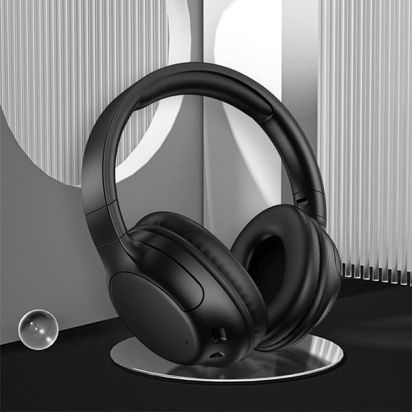Trådlöst Bluetooth-spelheadset med mikrofon, aktiv brusreducering, all-inclusive öronmuffar och lång batteritid (bläckgrå)