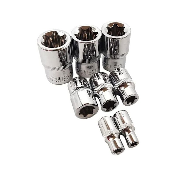 14-osainen E-Torx tähtihylsysarja 1/4\", 3/8\", 1/2\", Ulkoinen vääntömomenttihylsysarja E4-E24 punaisella kotelolla