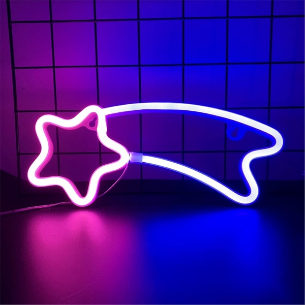 Meteor Neonljus Rosa-Blå Star LED Neonskylt Neonskylt Vägg Lig