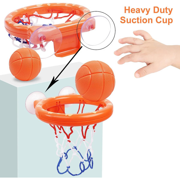 Baby Basketball Kurv, Børn Basketball Kurv Mini Basketball Kurv Sæt med 3 Stykker Bolde, Badelegetøj, Mini Basketball Kurv med Sugekop (Almindelig)