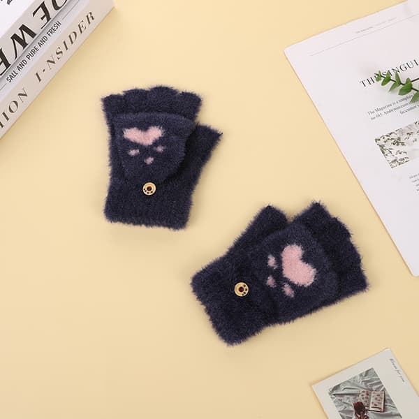 Barnvantar vinter barn sammet förtjockning söt tecknad katt fingerhandskar full fingerhandskar barn vinter varm elastisk stickad carto
