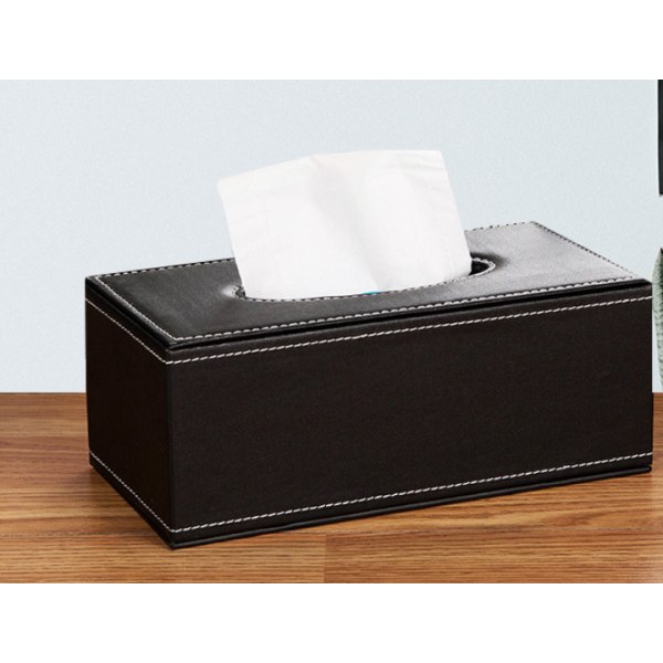 Anden opbevaring Læder Tissue Box Sort Lommetørklæde Medium