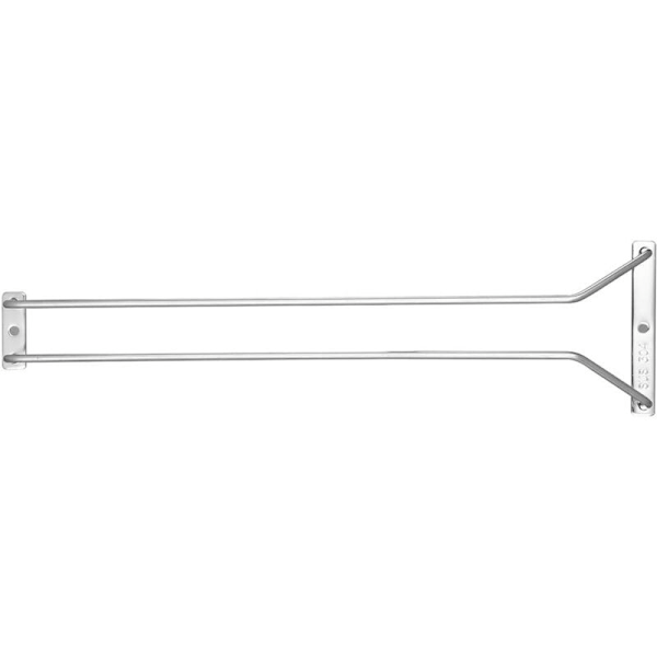 Fotglasstöd under garderob, vinglasstöd, hängande i rostfri ståltråd, 34,5 cm, 1 rad