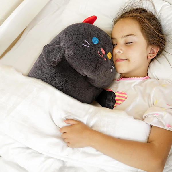 Lång katt plyschkudde, söt svart katt plyschdjur kawaii mjuk plyschleksaker, kattunge plyschkudde docka leksak present till flickor pojkar