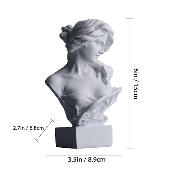 6\" H Gresk mytologi byste statue dekor, Artemis statuer romerske gudinnefigurer, brukt for skissepraksis estetikk statuer og skulpturer