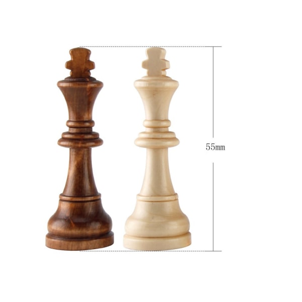 32 STK internasjonale sjakkstykker av tre uten brett, bærbar