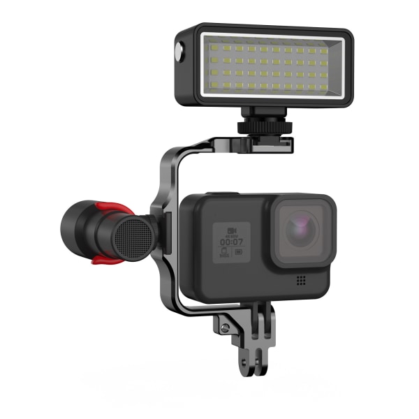 Vattentät dimbar undervattenslampa med hög effekt, IPX8, med 8 färgfilter och vertikalt fäste i aluminiumlegering för GoPro Hero 11/10/9 Insta360 X3/DJI A