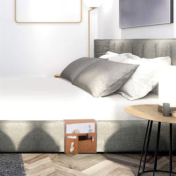 Sengebord kastanje, sengelomme til opbevaring, Sanger taske til sofa, sengebordsopbevaringsorganisator, fjernbetjening, avis, pen, magasin, Lunnettes
