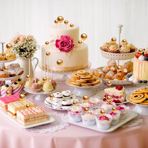 (Kultainen) Pallokakkukoristeet, 108 kappaletta Minikakkukoristeet, Kakkukoristepallot Cupcake-koristeet, DIY-lisäkakkukoristeet, Jälkiruokakakkukoristeet, Häät