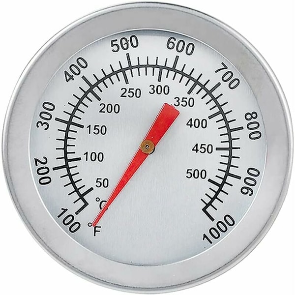 Termometer for grill, MAX 500 °C/1000 °F Rustfritt stål termometer F Analog skjerm Analogt termometer for ovn, pizzaovn, vedovn