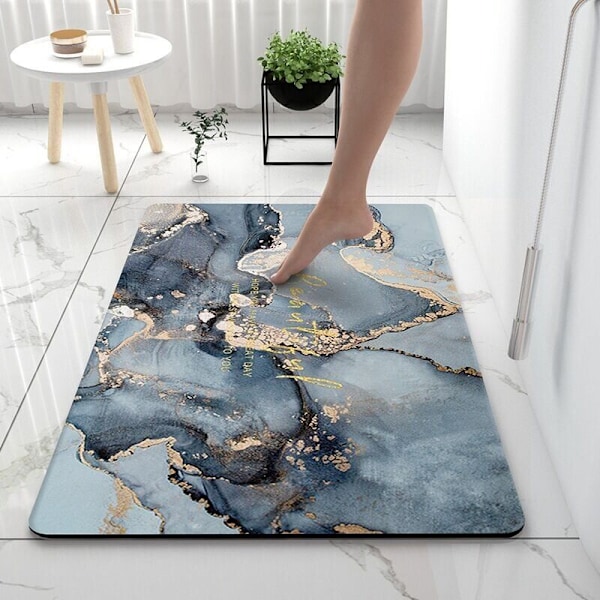 Halkfria badrumsmattor, 40 x 60 cm absorberande golvmattor mjuka och bekväma, badrumsmattor av kiselgur