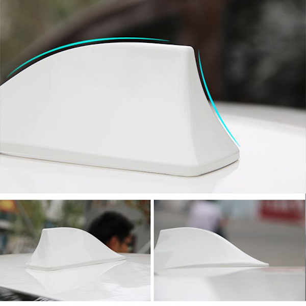 2 stk Universal Shark Fin Bilantenne - FM/AM Radioantenne med Vanntett Limbase for Auto SUV Truck Van (Grå+Sølv)