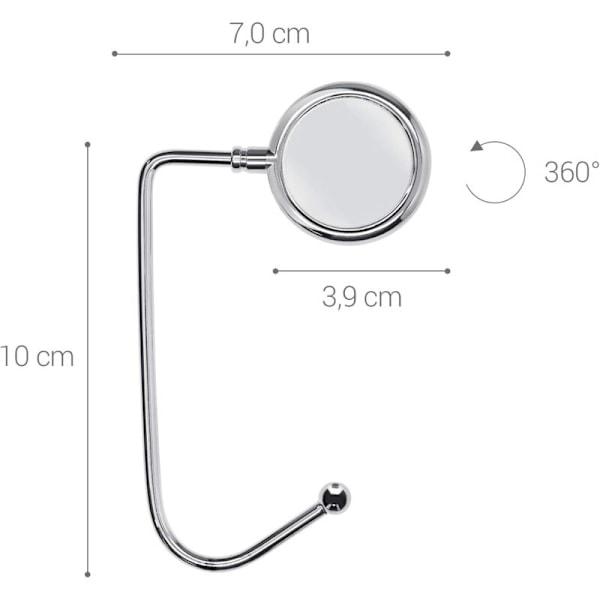 2 st handväskkrokar - Silver - Vikbar väskkrok - Perfekt för bord eller skrivbord - Handväskshängare och för små föremål