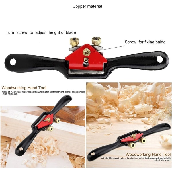 Planhyvel med platt bas, justerbar skärkant, metallskärande blad, ekerskärare för träskärare, träplanhyvel, handplanhyvel för snickare