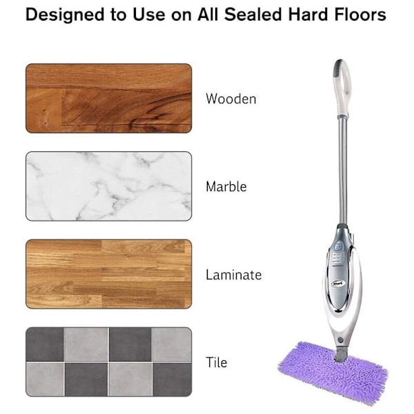 3-pak Vaskbare Mikrofiber Udskiftningsklude til Shark Steam Pocket Mop S3500 Serien, S3501, S3601, S3550, S3801, S3901, SE4509 (Lilla)