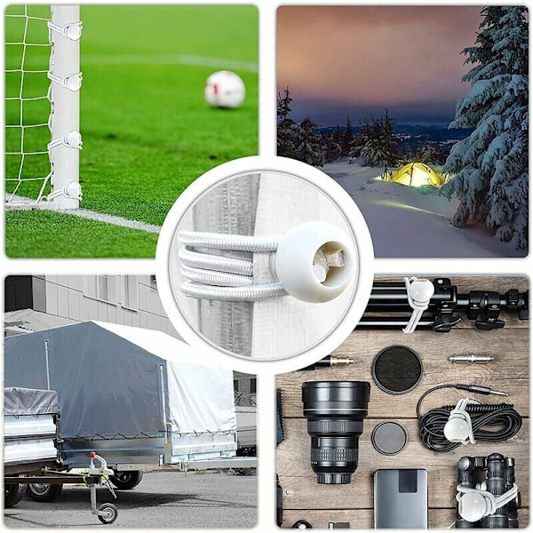 Bache spännare, elastisk boll tentor för paviljong, presenning, campingplats, tält, förlängningssele gardiner (20 stycken vit-20cm)