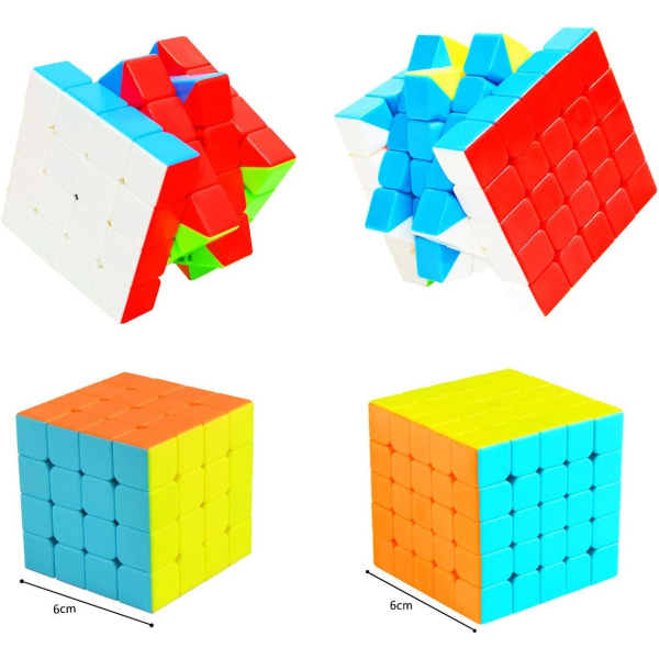 Speed ​​Cube Pack 2x2+3x3+4x4+5x5, 4-Pack No Sticker Magic Speed ​​Cube Puzzle, Toys for Boys and Girls