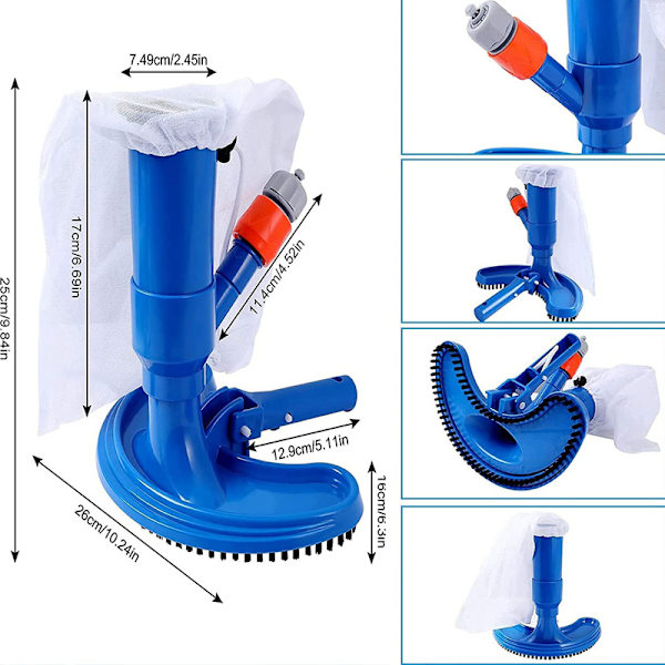 Mini Jet Pool Vacuum Cleaner med bærbar Quick Clean sugehode med børste og slangekobling (slange ikke inkludert), Access Vacuum