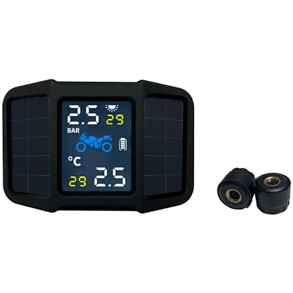 Solid energy TPMS däcktrycksövervakningssystem med 2 externa sensorer, realtidsvisning av tryck och temperatur