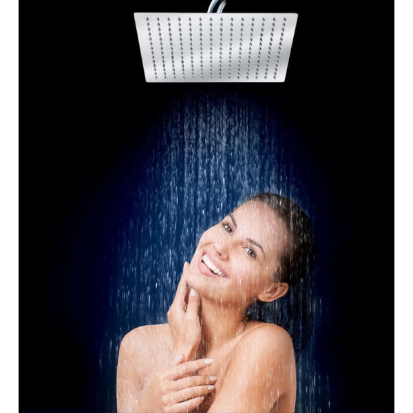 Pommeau de Douche de Tte Carre Effet Pluie Design en Inox 30 cm x 30 cm - argent