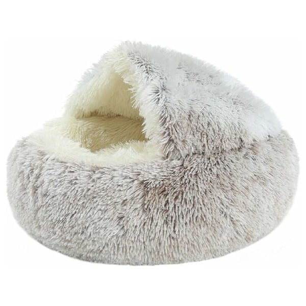 Pyöreä sänky koiralle ja kissalle - Vaalea kahvi 40cm, pehmeä ja lämmin pyöreä pehmokangas, paksut ja erittäin pehmeät patjat, mukava syvä patja syksyyn