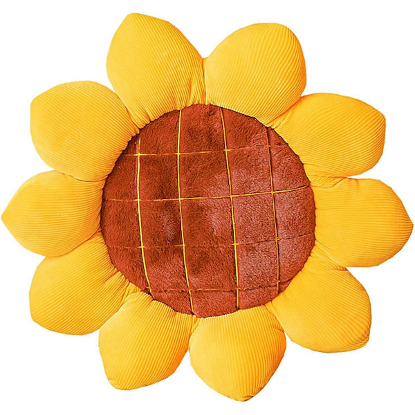 Solsikkeformet pute, gul solsikkepute, jenteromsdekorasjonspute for stol plysjleketøy blomsterform, Φ40cm