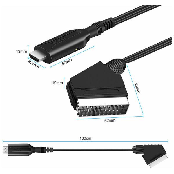 Scart til Hdmi-konverter Video Audio Adapter for Hdtv/dvd/set top box/ps3/pal/ntsc